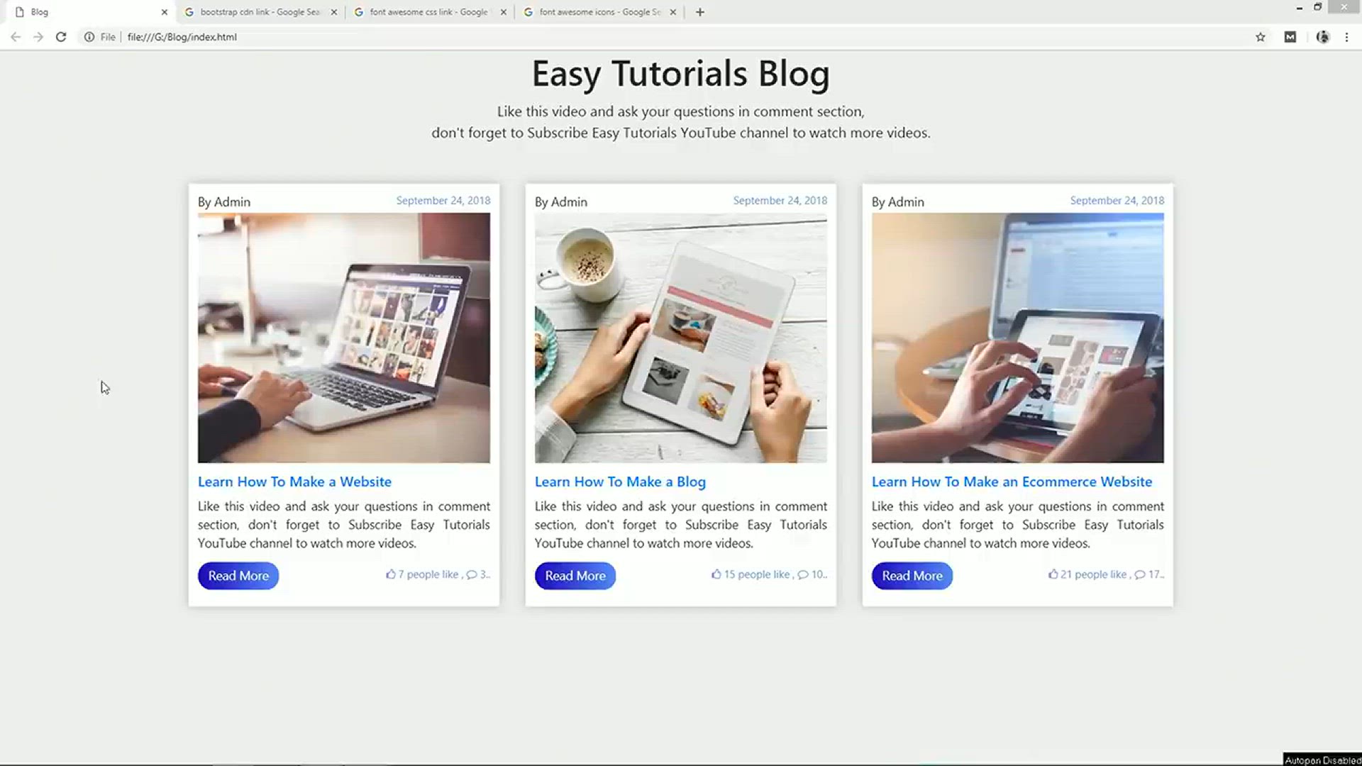 'Video thumbnail for How To Make Card View Blog Section In HTML CSS And Bootstrap _ Web Design Tutorial'