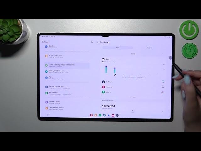Video thumbnail for How to Check Total Screen Time in SAMSUNG Galaxy Tab S9 Ultra – Digital Wellbeing Data