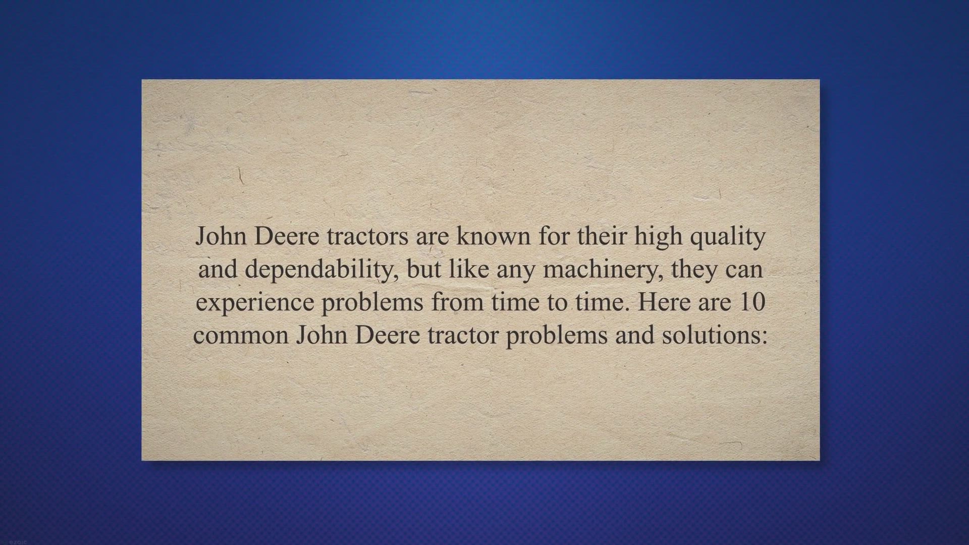 Video thumbnail for 10 Common John Deere Tractor Problems and Solutions