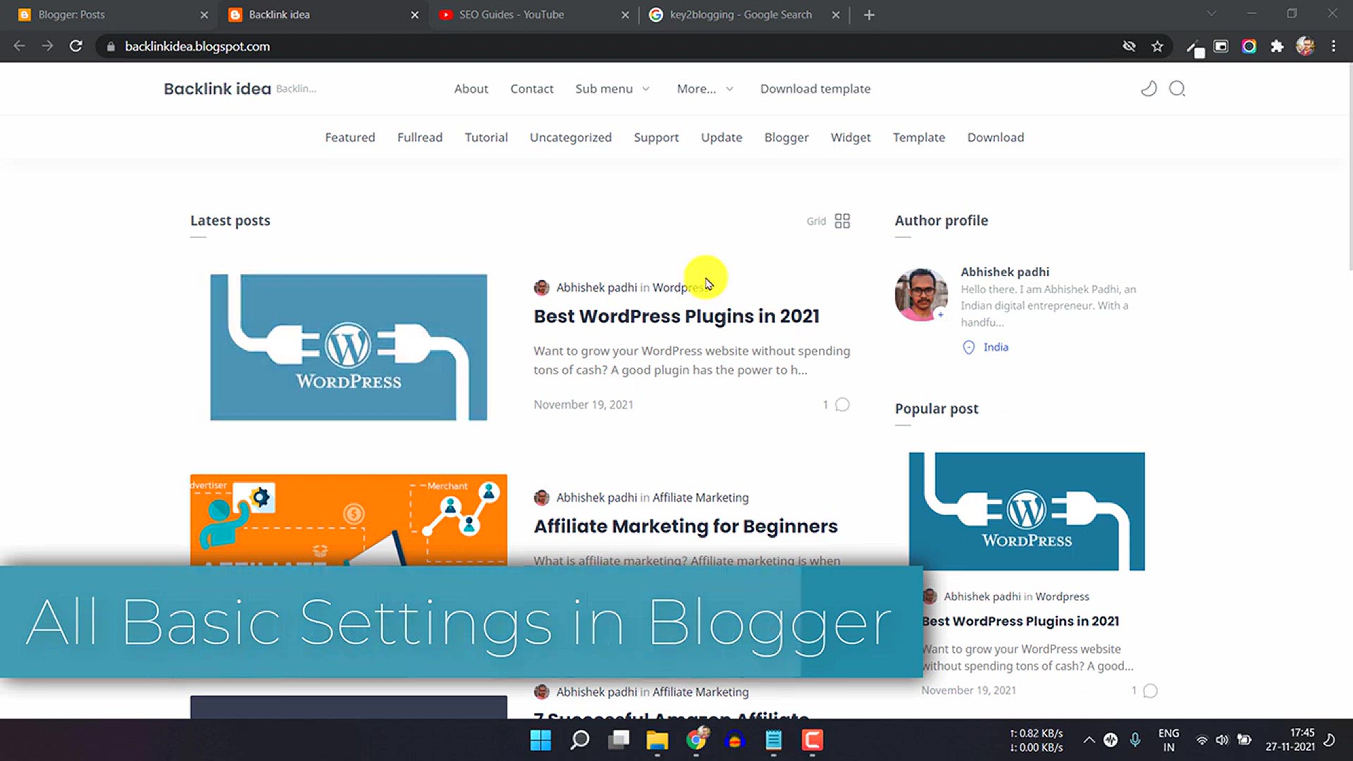 'Video thumbnail for All Basic To Advanced SEO Settings In Blogger ⚙️ Blogger SEO Settings For Beginners'