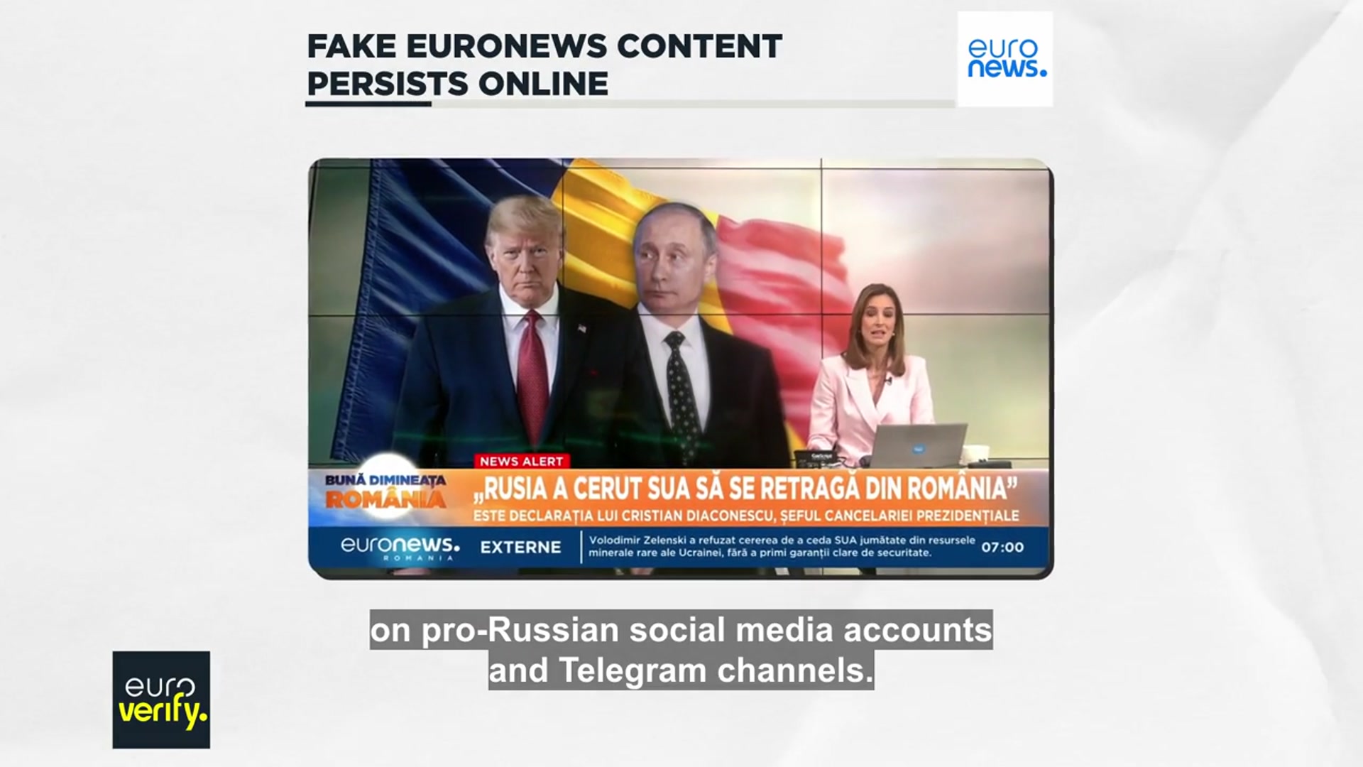'Video thumbnail for Romania, NATO and sham accounts: Fake Euronews content persists online'