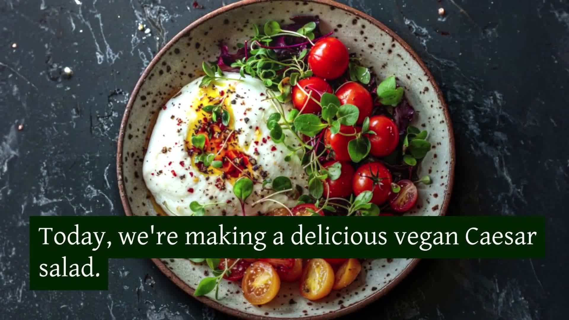 Video thumbnail for Vegan Caesar Salad Recipe | Servings: 4 ⏱️ Prep Time: 20 minutes | Cook Time: 10 minutes