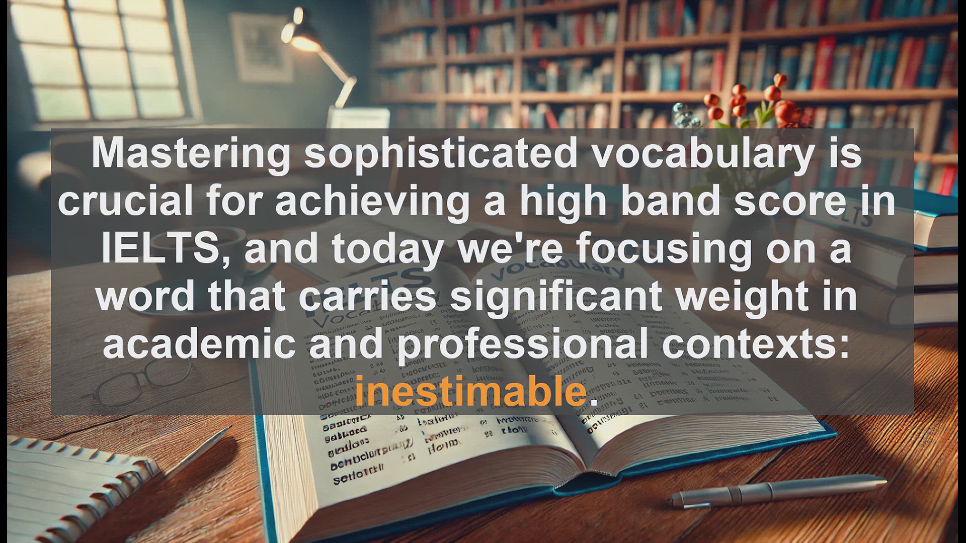 'Video thumbnail for 5000 Must Know IELTS 8.0 Vocabulary - IELTS Vocabulary: Understanding and Using 'Inestimable''
