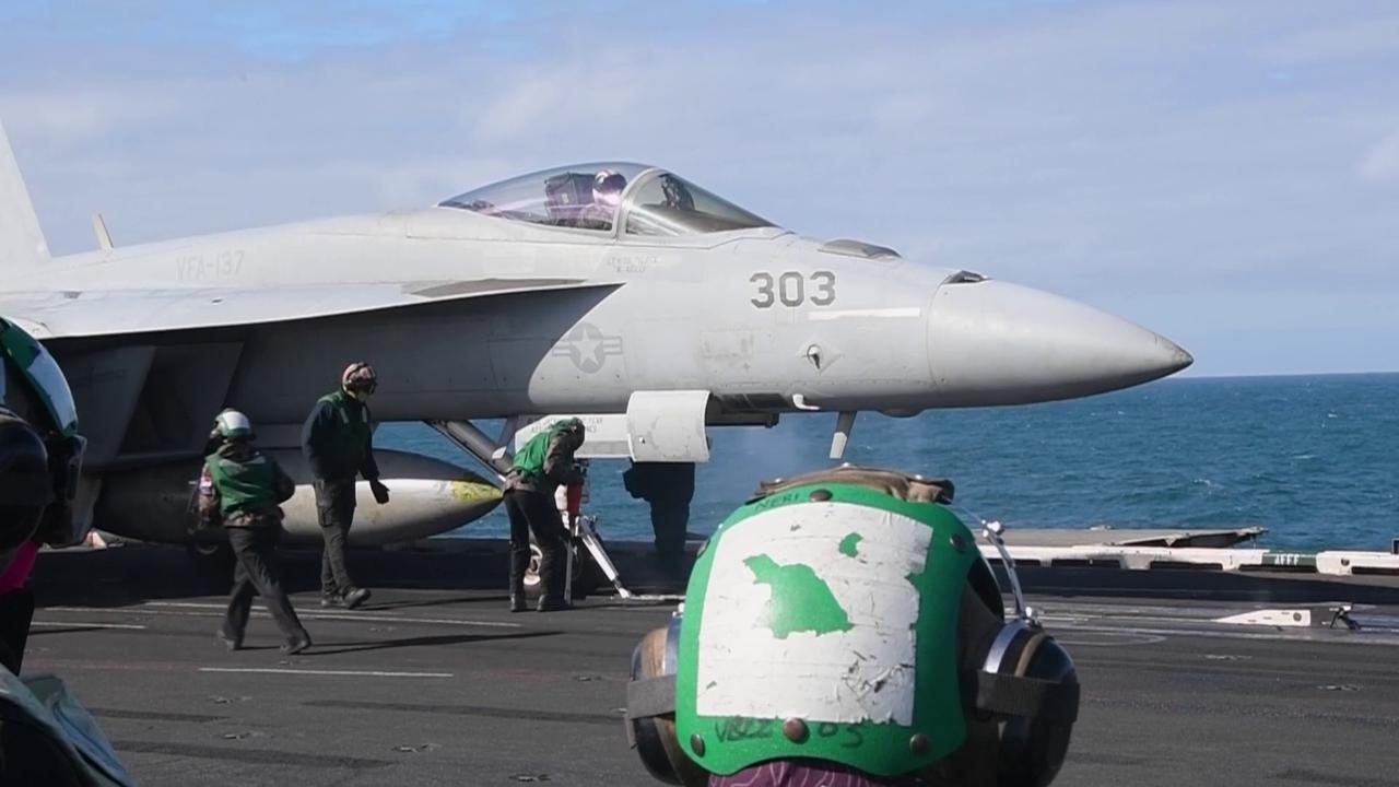 Video thumbnail for US: USA Nuclear Supercarrier Conducts Flight Operations In Atlantic Deployment.