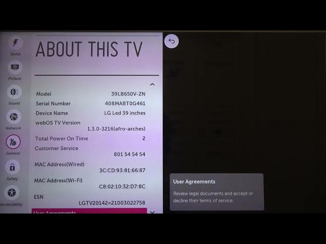 Video thumbnail for How to Check Model Number in LG LED Smart TV? (LG39LB650V)