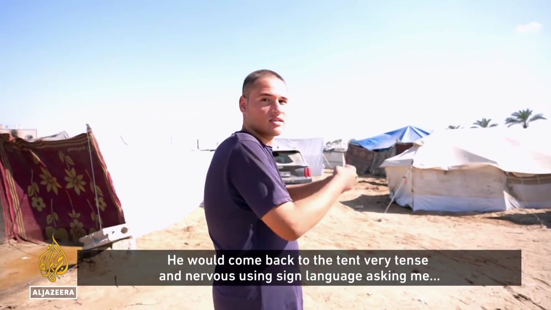 'Video thumbnail for Mother of autistic youth in Gaza struggles to protect son amid war and displacement'