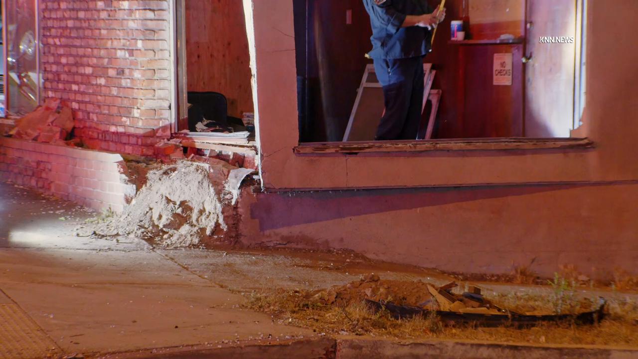 Video thumbnail for US, Los Angeles: Long Beach Vehicle Strikes Building Structural Integrity Compromised.