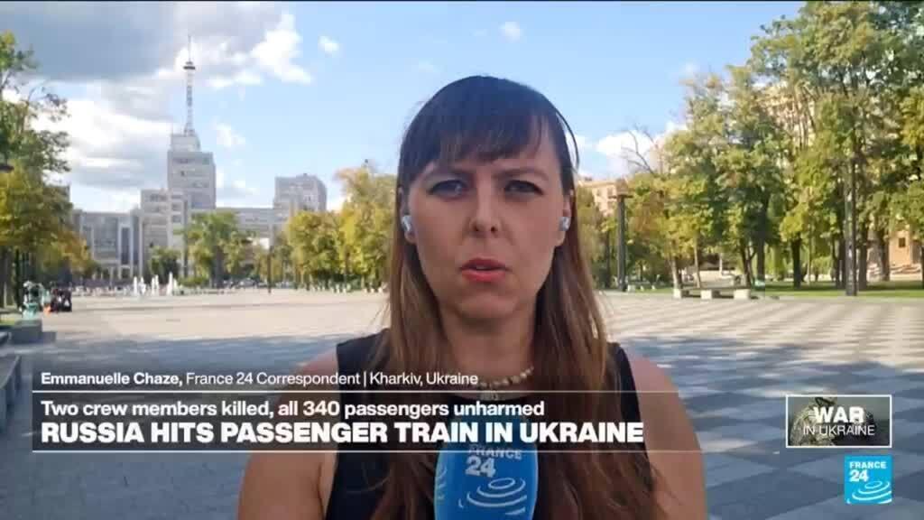 Video thumbnail for Russian strike on Ukraine passenger train kills 2