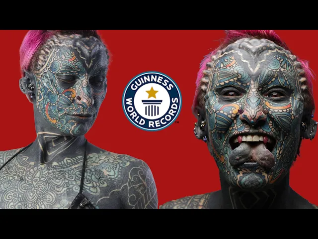 'Video thumbnail for Most Tattooed Woman With 99.98% Coverage'