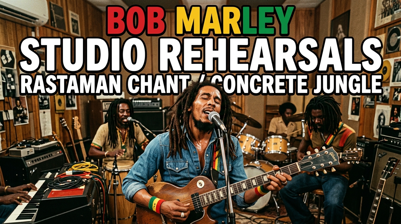 Video thumbnail for Bob Marley studio rehearsals rastamant chant concrete jungle