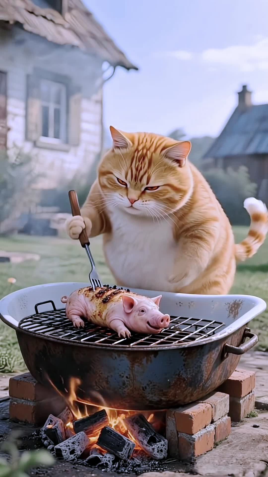 Video thumbnail for Orange cat sets a trap