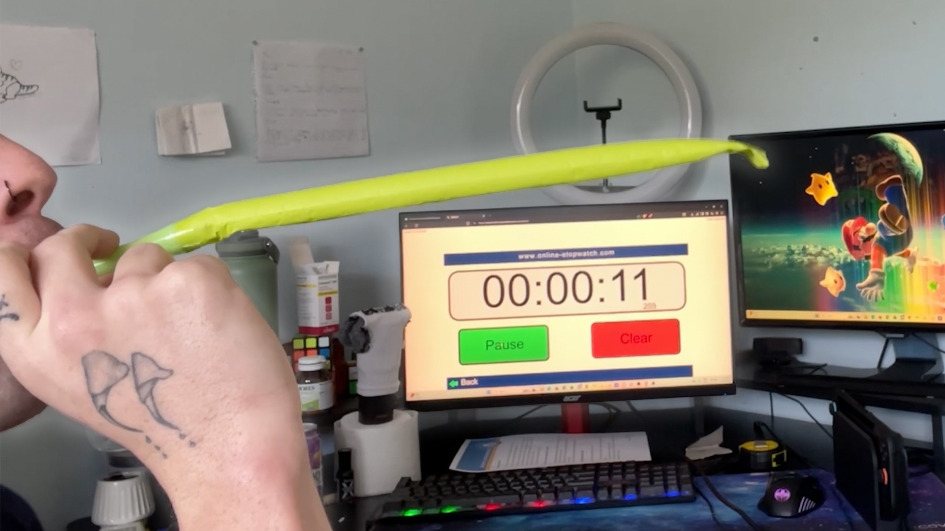 Video thumbnail for Most toots of a party blower in 30 seconds - 56 by Brendan Kelbie