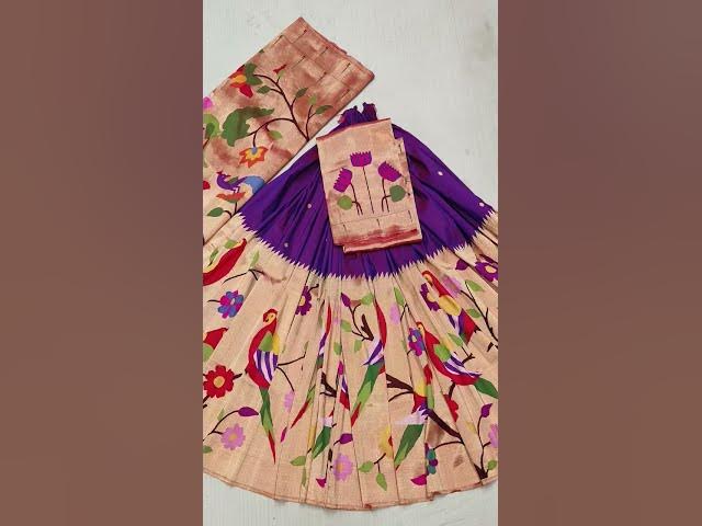Video thumbnail for Designer Paithani lehenga fabric 4 meters #paithani #indianhandlooms #lehenga