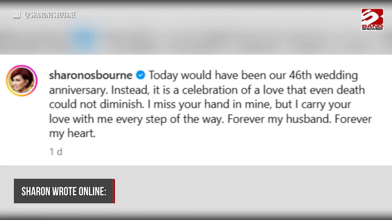 Video thumbnail for Sharon Osbourne paid tribute to Ozzy Osbourne on what would have been their 44th wedding anniversary