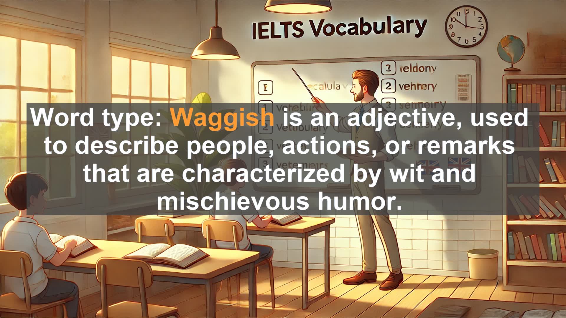 'Video thumbnail for 2000 Must Know IELTS 9.0 Vocabulary - Waggish: The Art of Playful Humor in English'