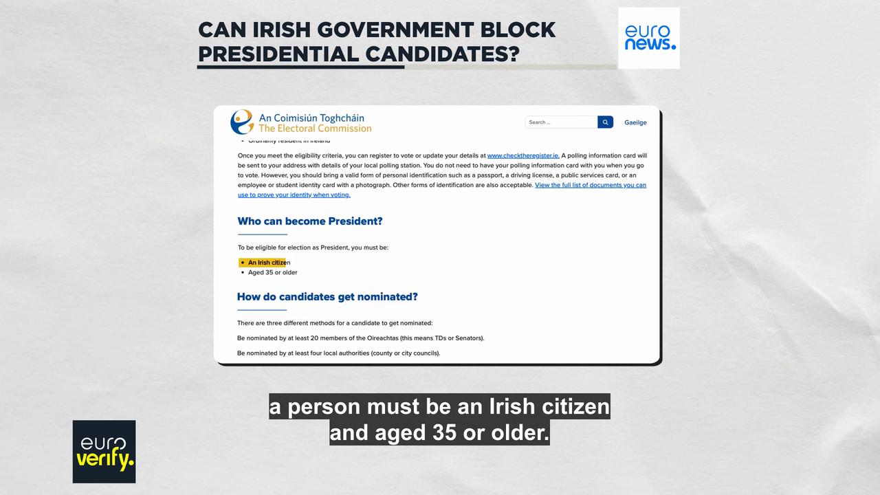 'Video thumbnail for Did the Irish government block people from running for president?'