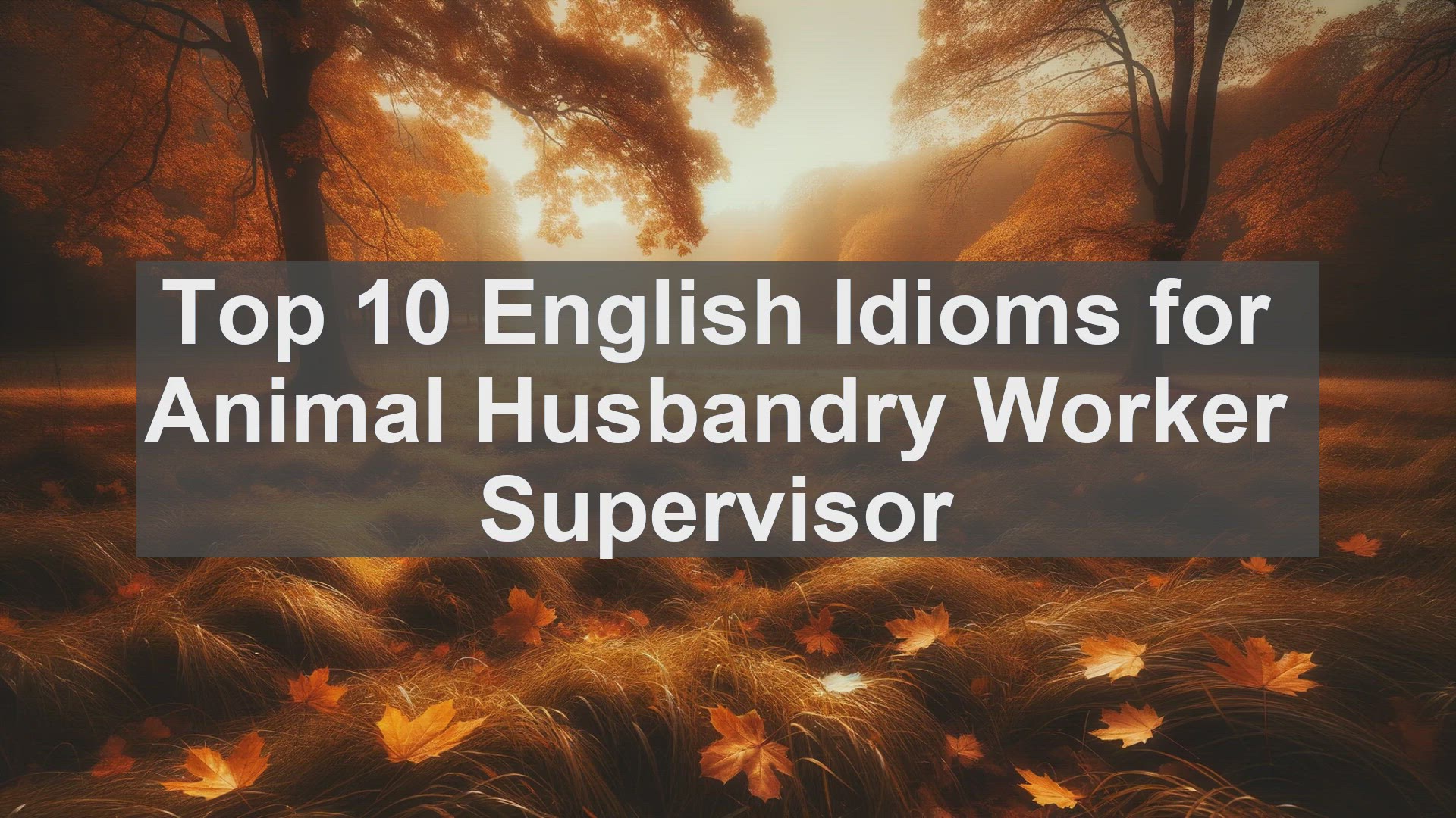 'Video thumbnail for Top 10 English Idioms for Animal Husbandry Worker Supervisor'