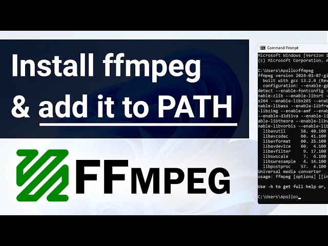 'Video thumbnail for How To Install ffmpeg on Windows 10 and 11 (And add it to PATH)'