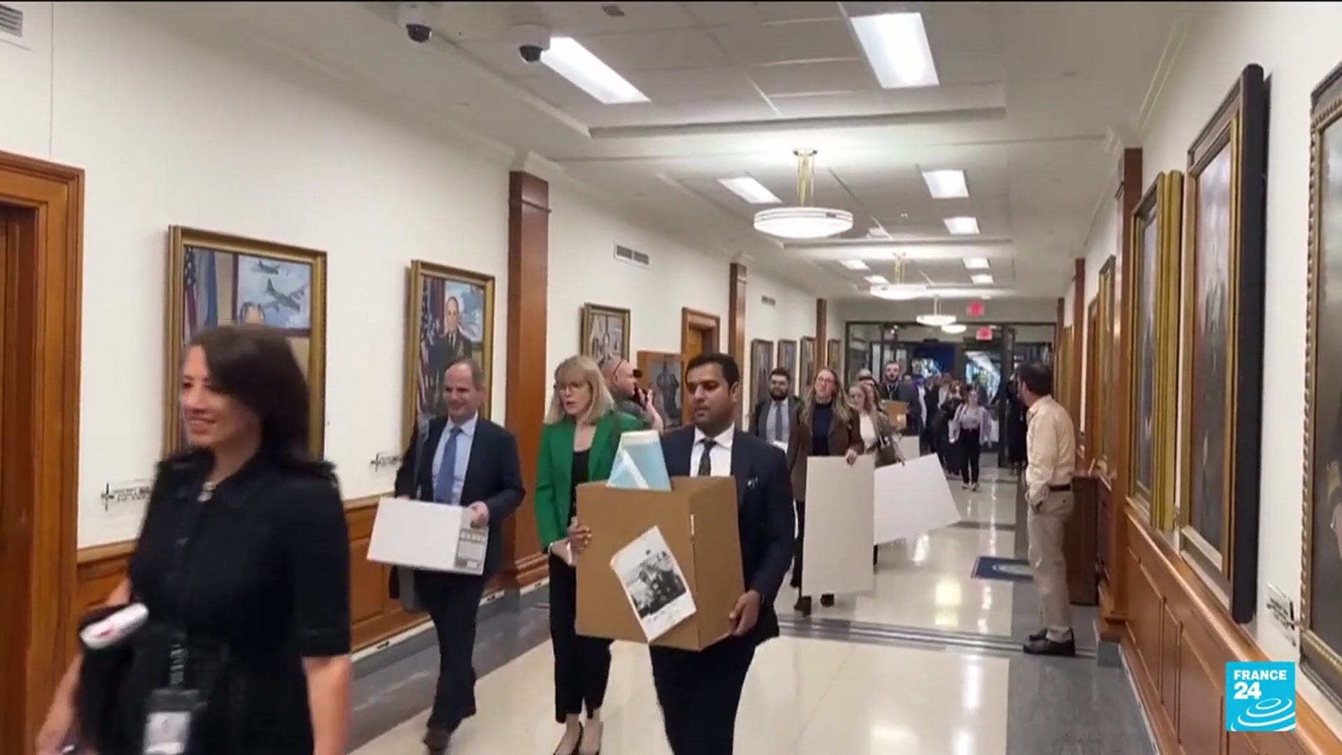 'Video thumbnail for Journalists turn in access badges, exit Pentagon rather than agree to new reporting rules'
