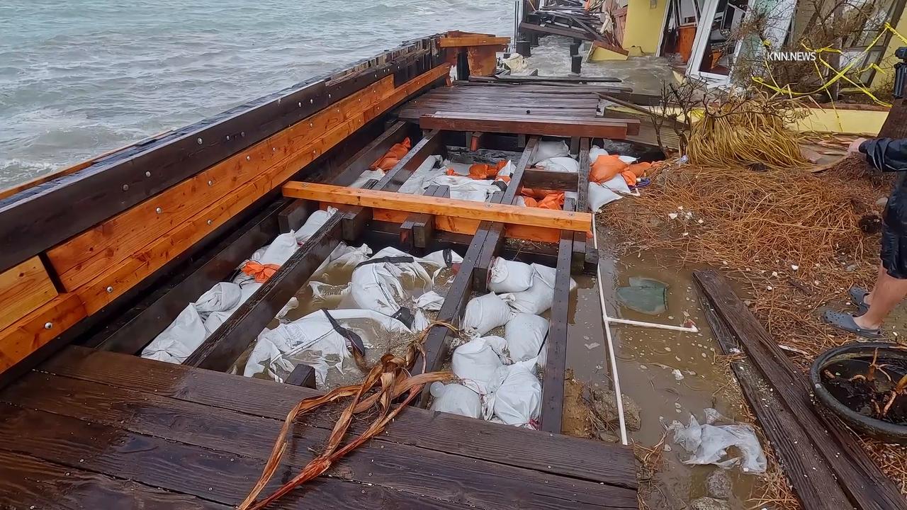 Video thumbnail for US, Los Angeles: Long Beach Peninsula Faces More Coastal Flooding Waves Cause Wreckage Part 2.