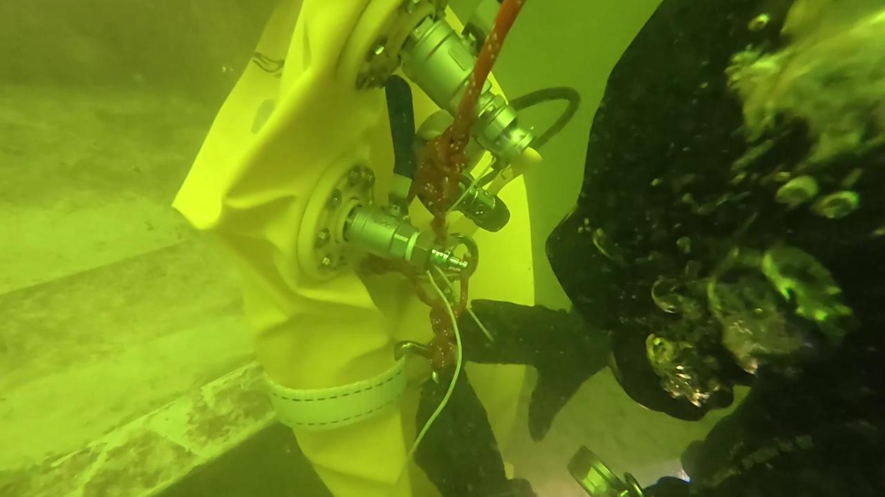 Video thumbnail for China: Fire rescue divers conduct underwater drills in Guizhou, China.