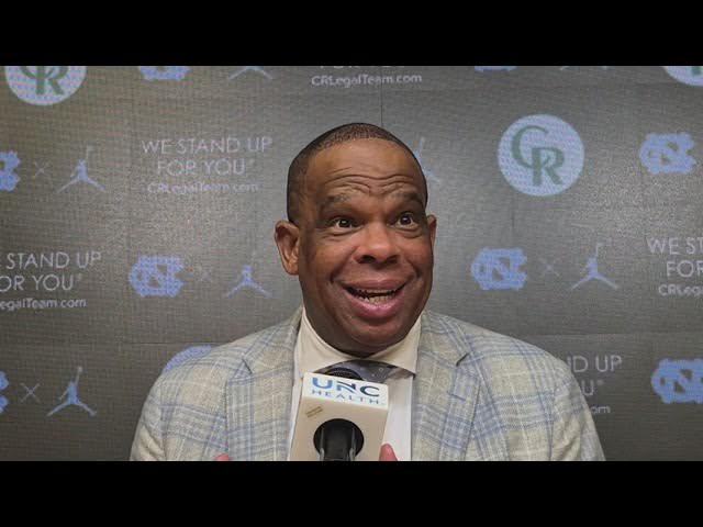 Video thumbnail for #UNC coach Hubert Davis press conference after victory over Georgetown