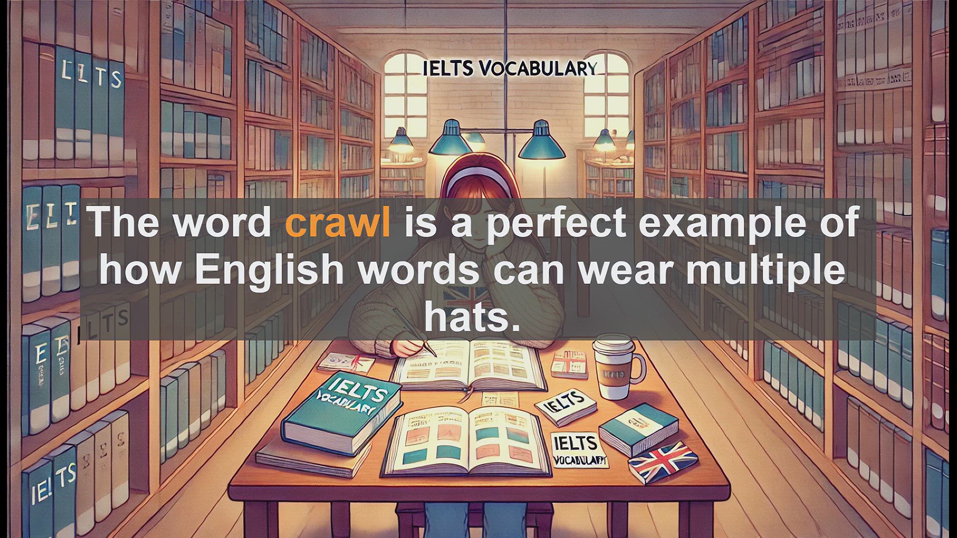 'Video thumbnail for 5000 Must Know IELTS 8.0 Vocabulary - Mastering the Word 'Crawl': From Slow Movement to Pub Hopping'