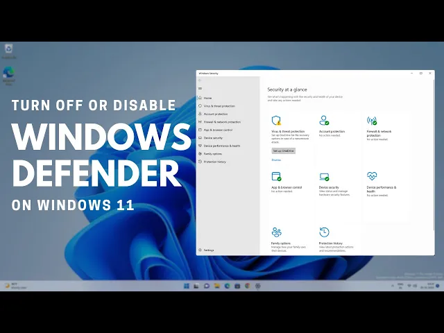 Video thumbnail for Easy Way to Turn OFF or Disable Windows Defender In Windows 11