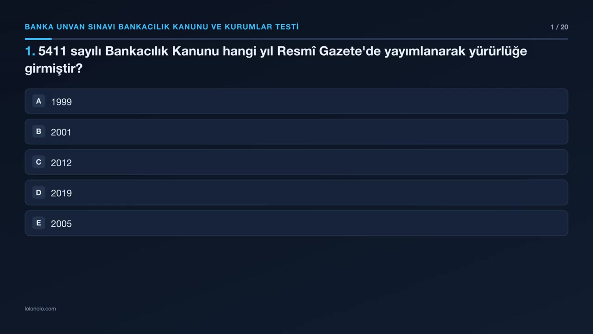 Video thumbnail for Banka Unvan Sınavı Bankacılık Kanunu ve Kurumlar Testi