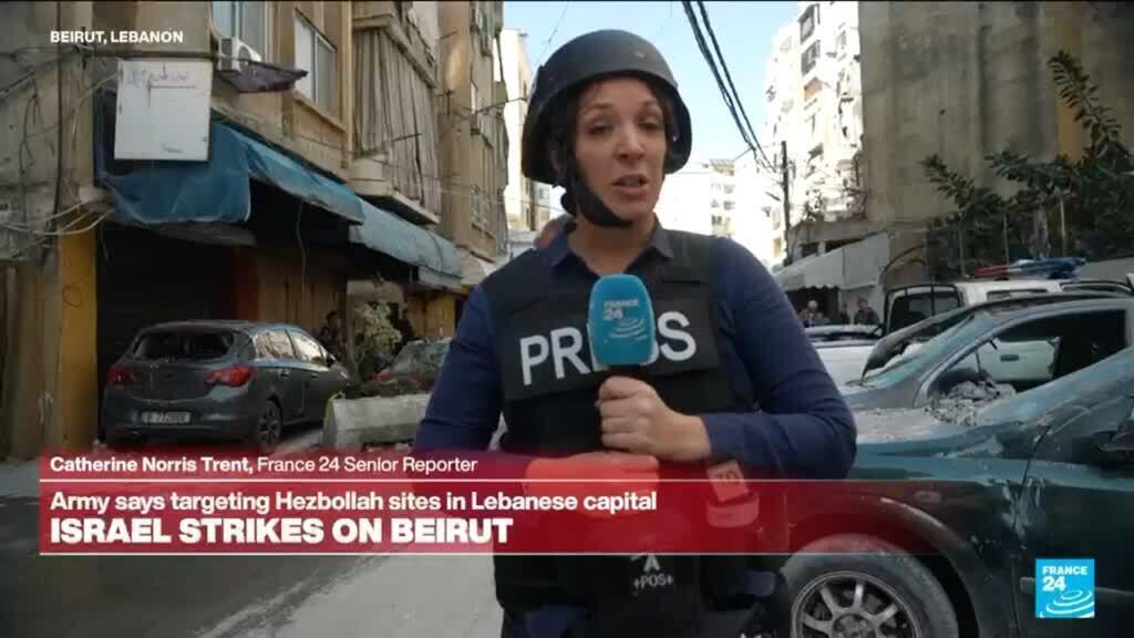Video thumbnail for Centre of Beirut shocked after Israeli army strikes apartment block