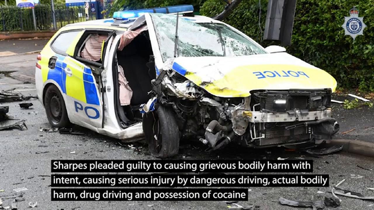 Video thumbnail for Watch horrifying moment drug-driver DELIBERATELY ploughs head-on into police car at 80mph