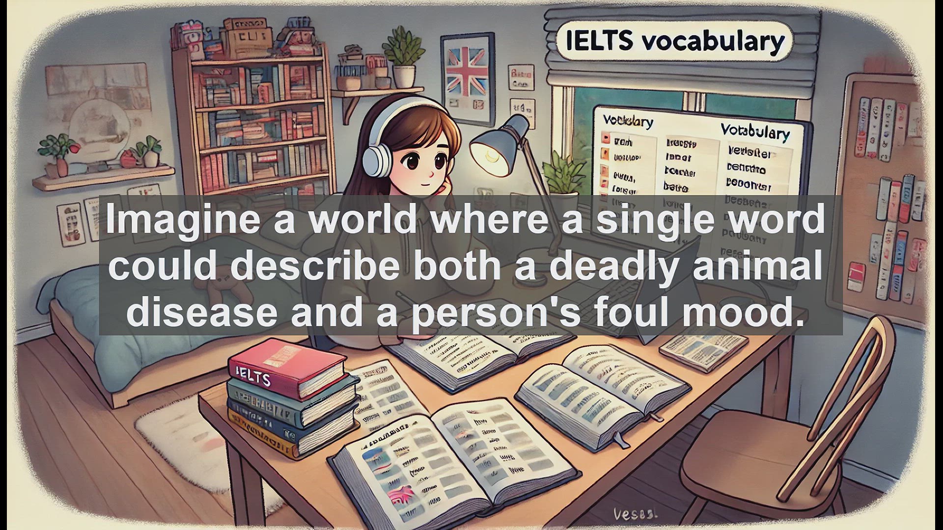 'Video thumbnail for 5000 Must Know IELTS 8.0 Vocabulary - Understanding 'Distemper': A Dual-Meaning Word'
