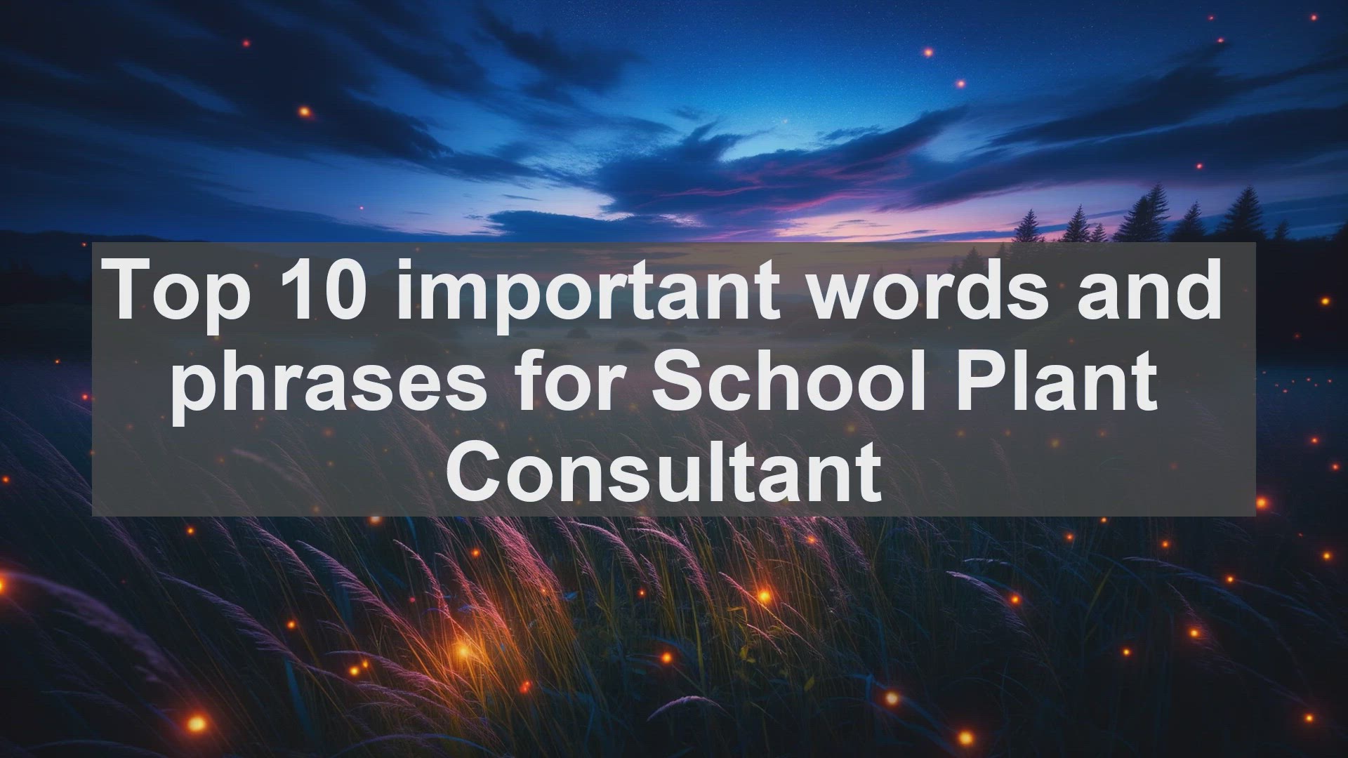 'Video thumbnail for Top 10 important words and phrases for School Plant Consultant'