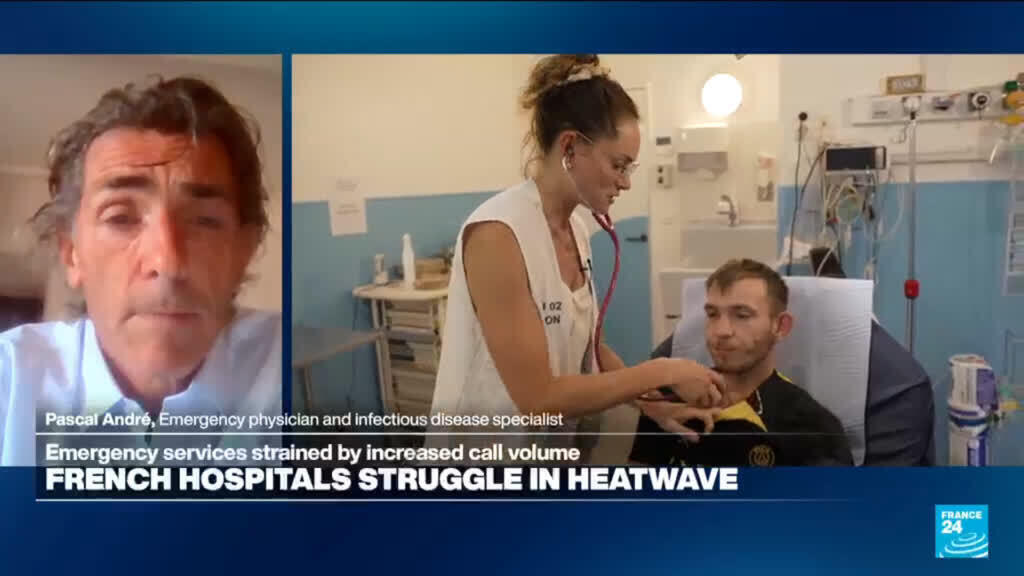 Video thumbnail for French hospitals struggle in heatwave: Emergency services strained by increased call volume