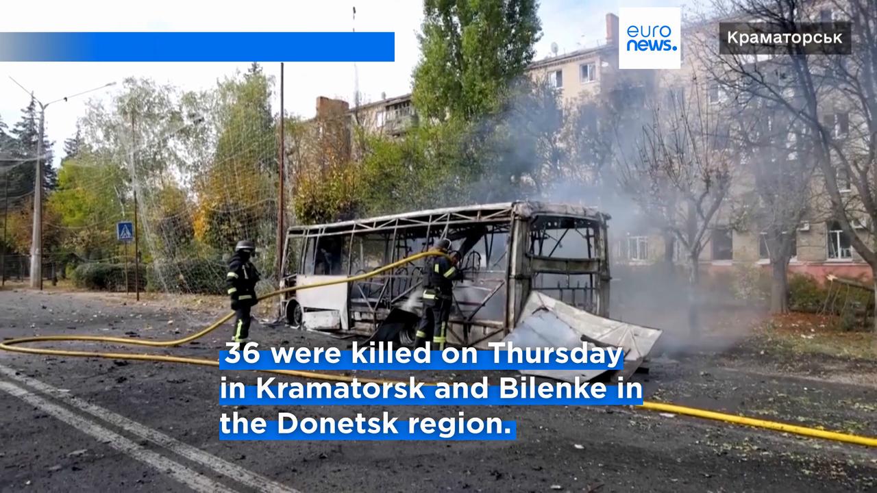 Video thumbnail for 35 killed in strikes on Ukraine's Donetsk region as Russia reports four dead across Belgorod
