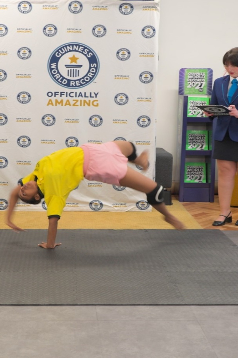 Video thumbnail for Most spider cartwheels in 30 seconds - 10 achieved by Janani R S at GWR HQ