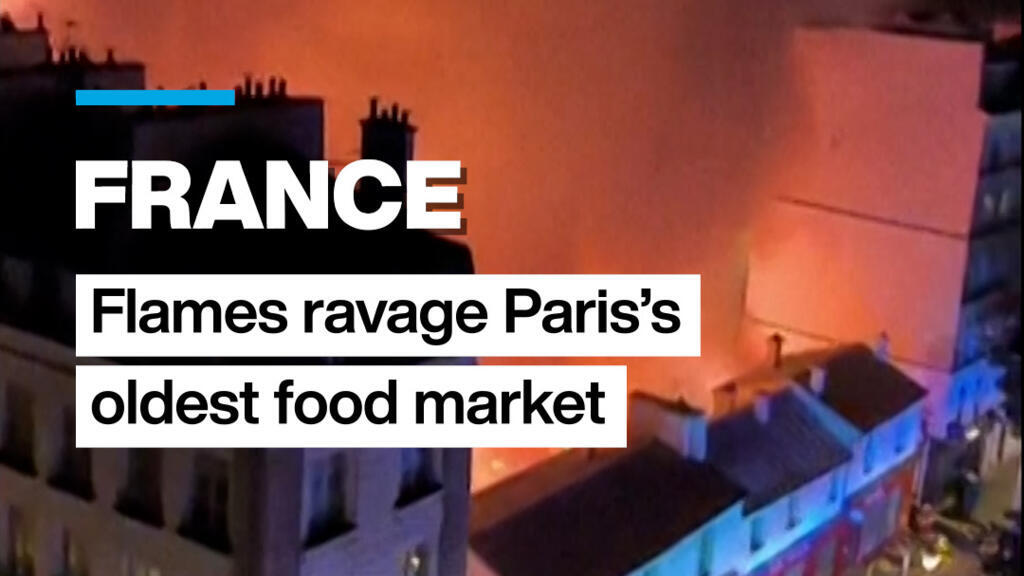 Video thumbnail for Fire ravages oldest covered food market in Paris