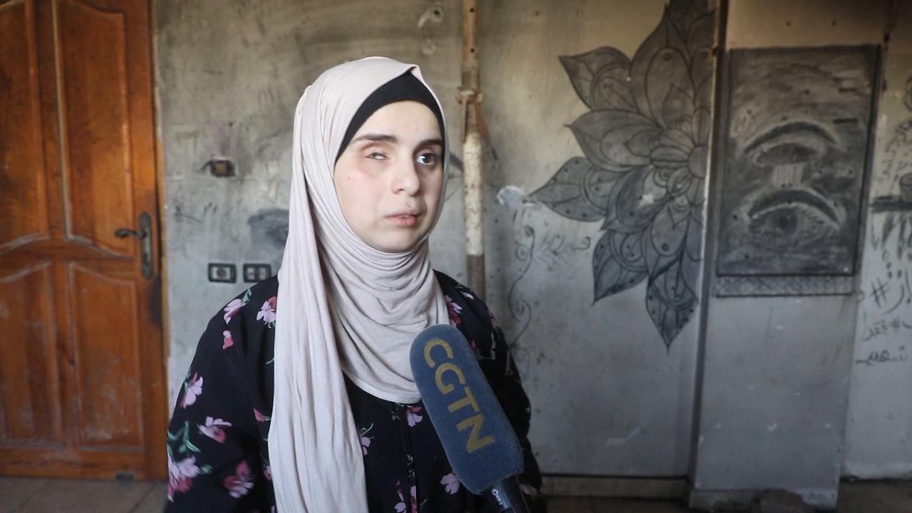 Video thumbnail for Female artist shares tragic story as Gaza women endure trauma of war.