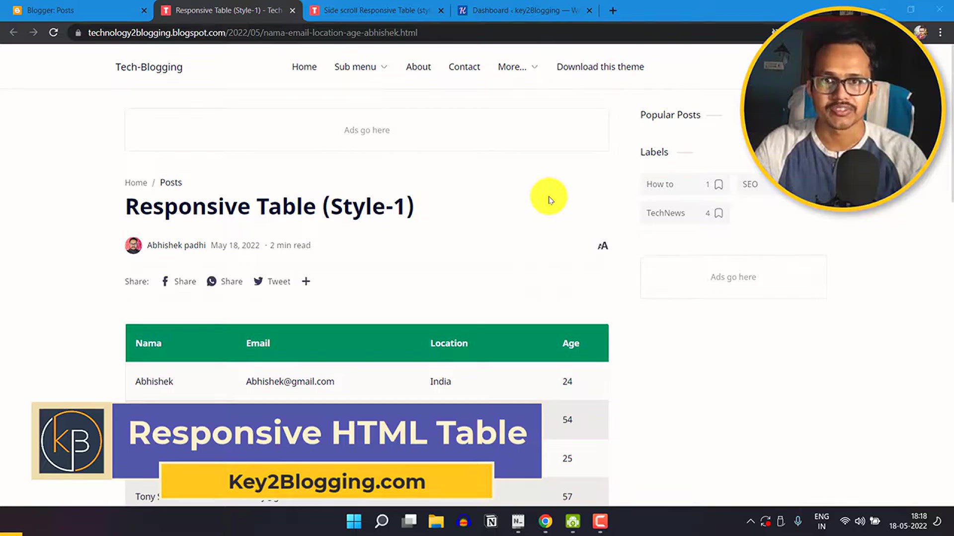 'Video thumbnail for How to Add Responsive HTML Table In Blogger & WordPress ( 2 Ways )'