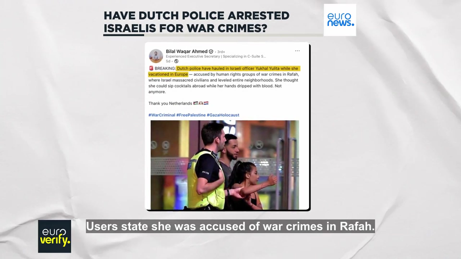 'Video thumbnail for Have Dutch police arrested Israelis for war crimes?'