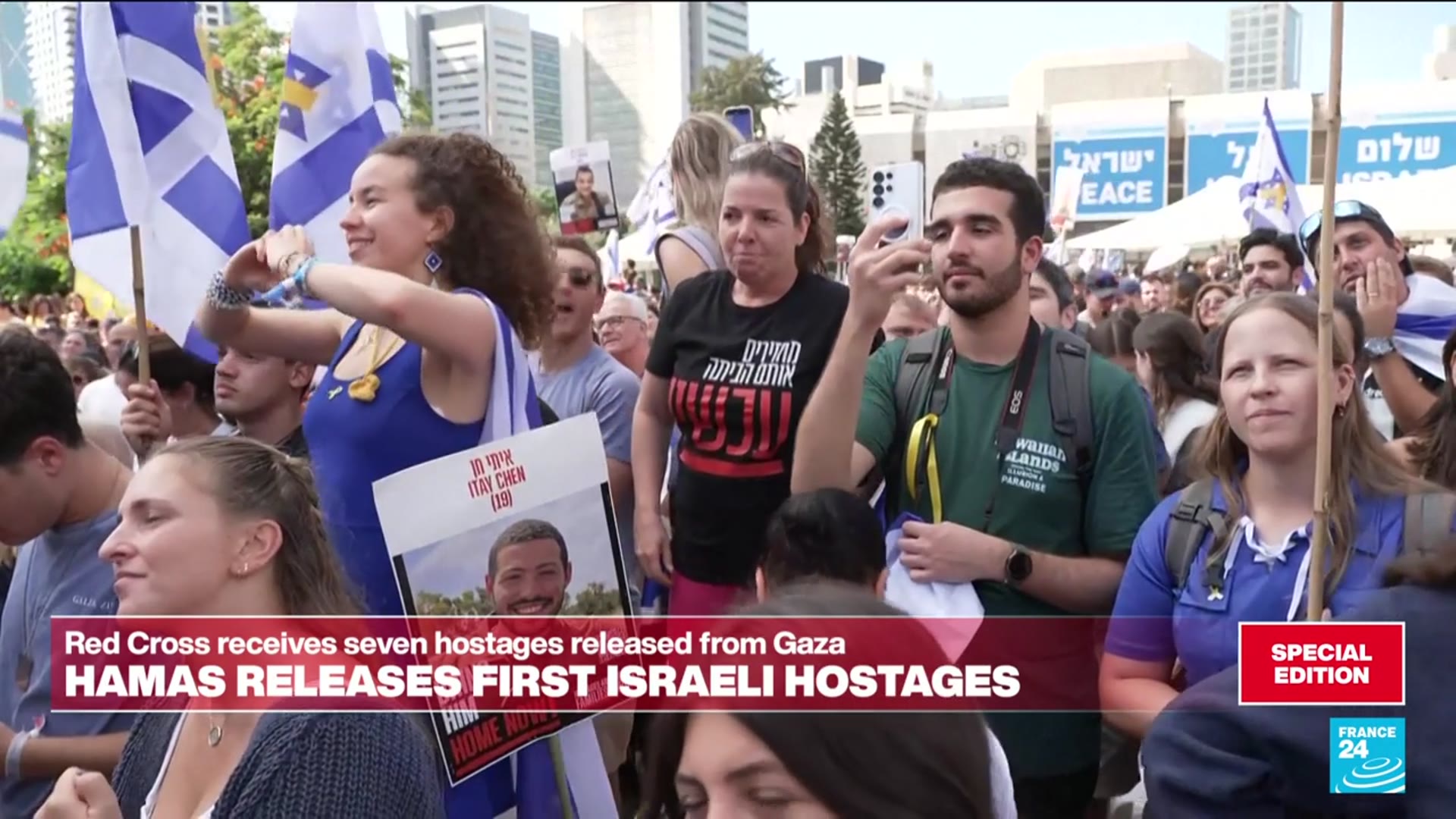 'Video thumbnail for Hamas releases Israeli hostages'