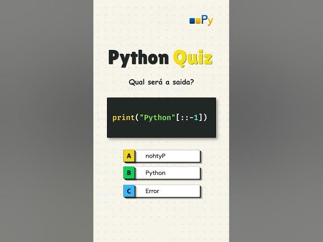 Video thumbnail for Qual sera a saida desse quiz Python? #python #usandopython