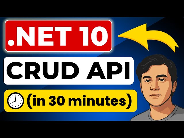 Video thumbnail for ASP.NET Core 10 Web API CRUD in 30 Minutes (Minimal API & EF Core) | CodeGanesh