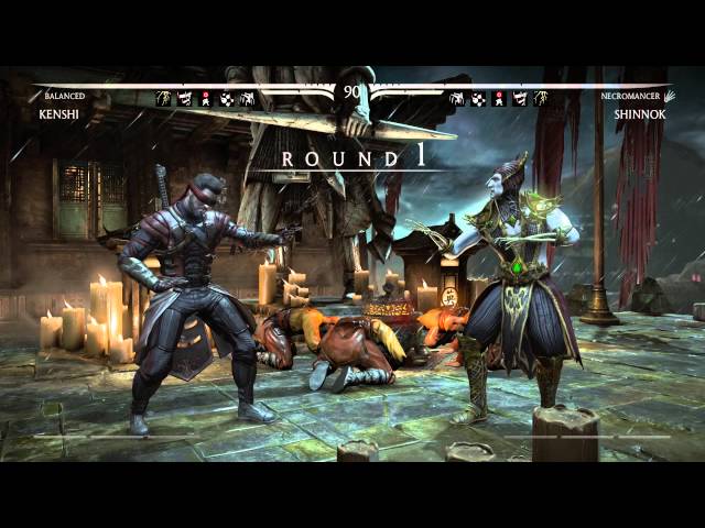 Video thumbnail for Mortal Kombat X - Test Your Might: Kenshi vs Shinnok (Moon Boots, Falling Bombs) Sky Temple Stage