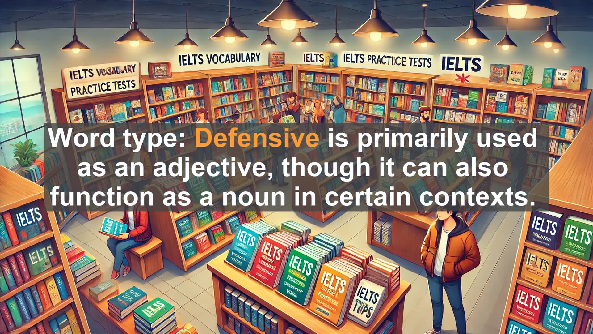 'Video thumbnail for 5000 Must Know IELTS 8.0 Vocabulary - Understanding 'Defensive': Key Vocabulary for IELTS Success'