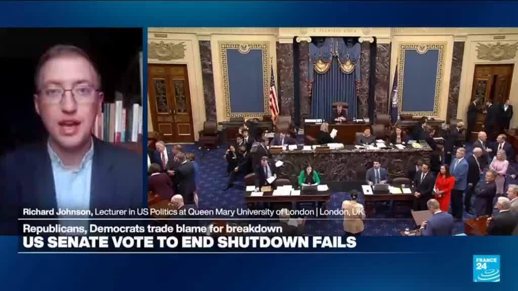'Video thumbnail for US government shutdown to drag into next week: Republicans, Democrats trade blame for breakdown'