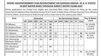 Video thumbnail for BSF Group B & C Recruitment 2023 127 SI,  HC & Constable Vacancies