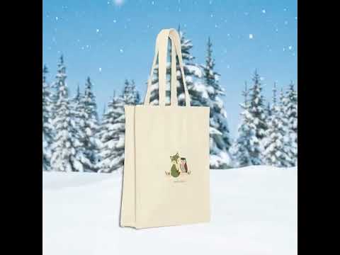 Video thumbnail for Woodland Owls Tote, cute winter animal, cozy pine green palette