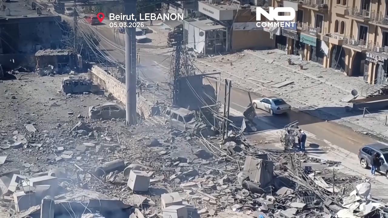 Video thumbnail for New Israeli airstrikes rock Beirut suburb as civilians flee feared escalation