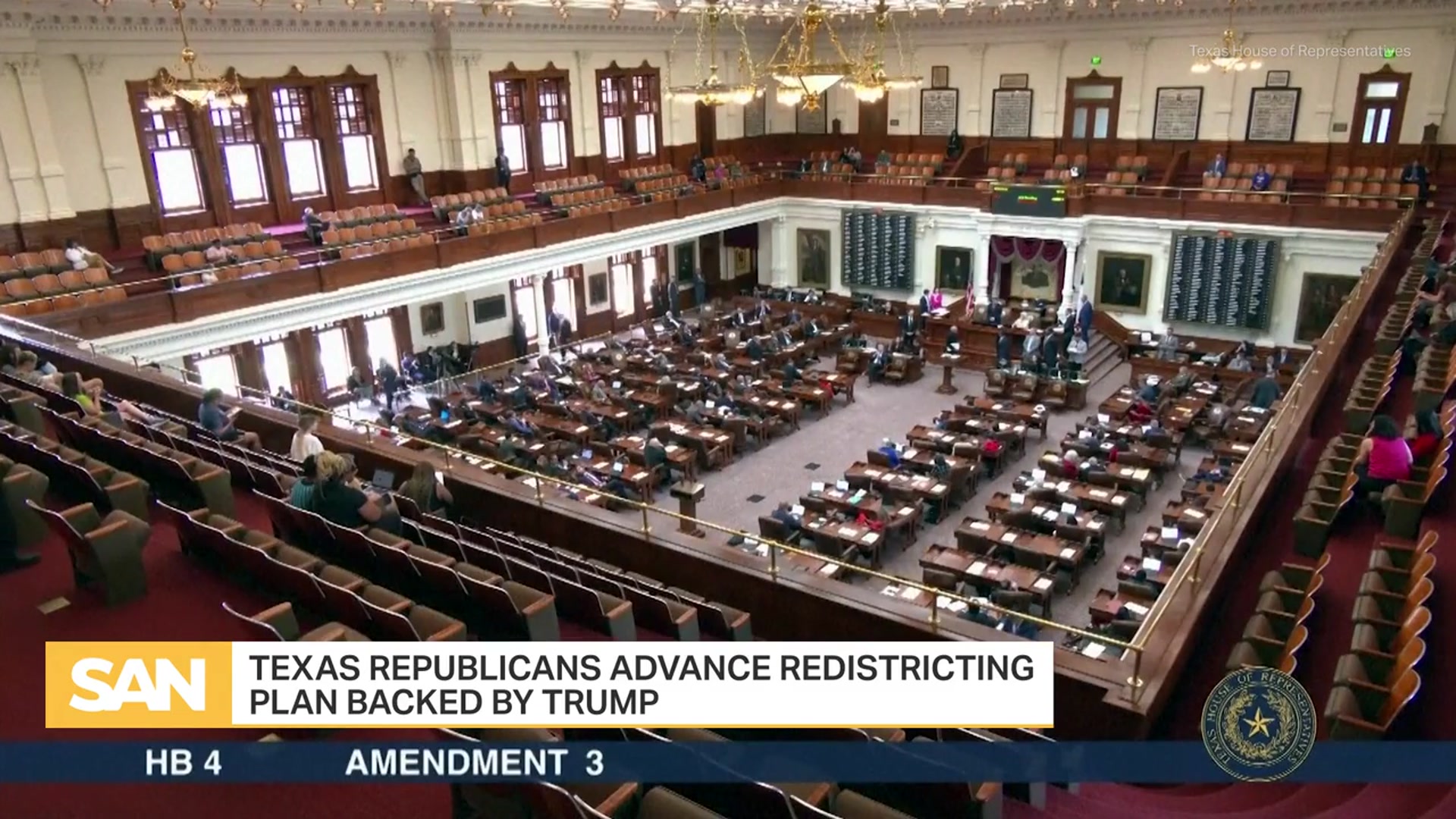 'Video thumbnail for Texas House approves new congressional maps to boost GOP edge'